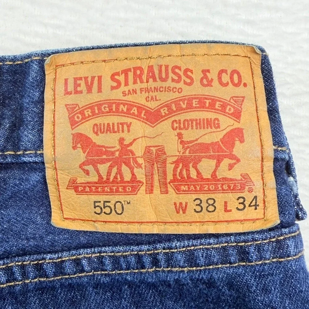 Levis 550 Relaxed Fit Tapered Leg Jeans Mens 38x34‎ Dark Wash Indigo Denim Pants
